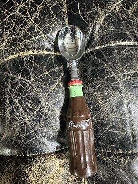 Vintage 1990’s Coca Cola Green & Brown Bottle Handle Dessert Spoon